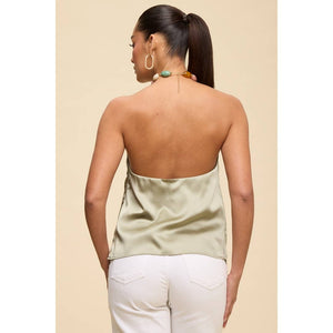BEADED NECKLACE HALTER TOP
