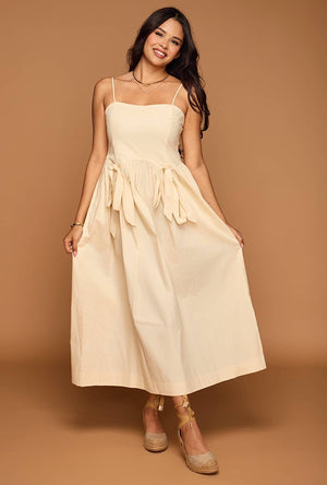 Bow Detail Flared Midi Dress