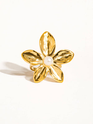 Killian 18K Gold Non-Tarnish Pearl Flower Ring