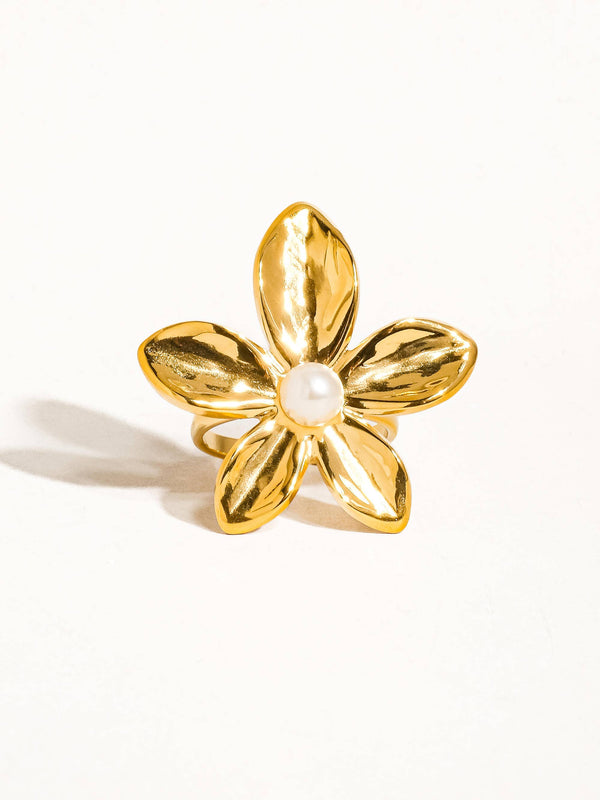 Killian 18K Gold Non-Tarnish Pearl Flower Ring