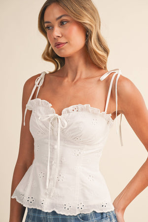 IT4635 EYELET BUSTIER PEPLUM TOP