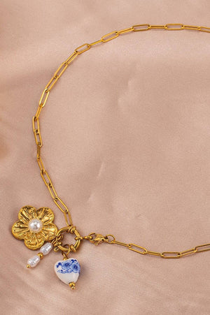 18K STAINLESS STEEL TARNISH FREE FLOWER NECKLACE