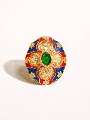 Darla 18K Gold Vintage Statement Oval Ring