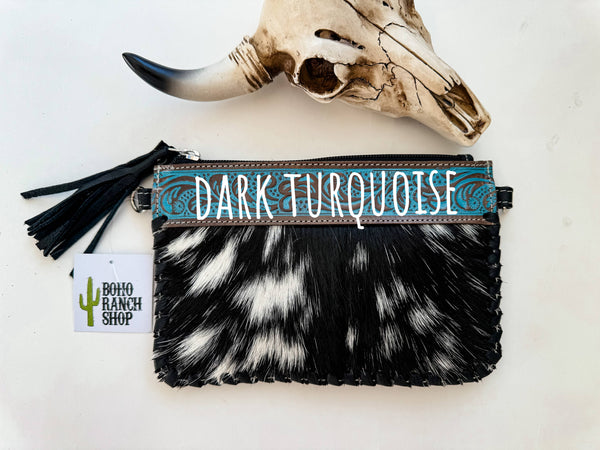 Western Mini Mobile Cowhide Tooled Leather Crossbody