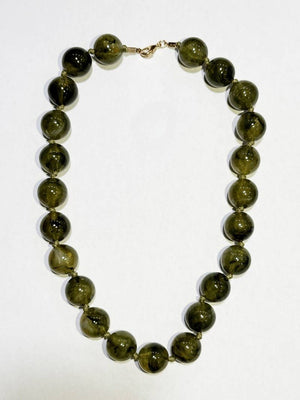NATURAL STONE AGATE GLASS STAINLESS STEEL NECKLACE