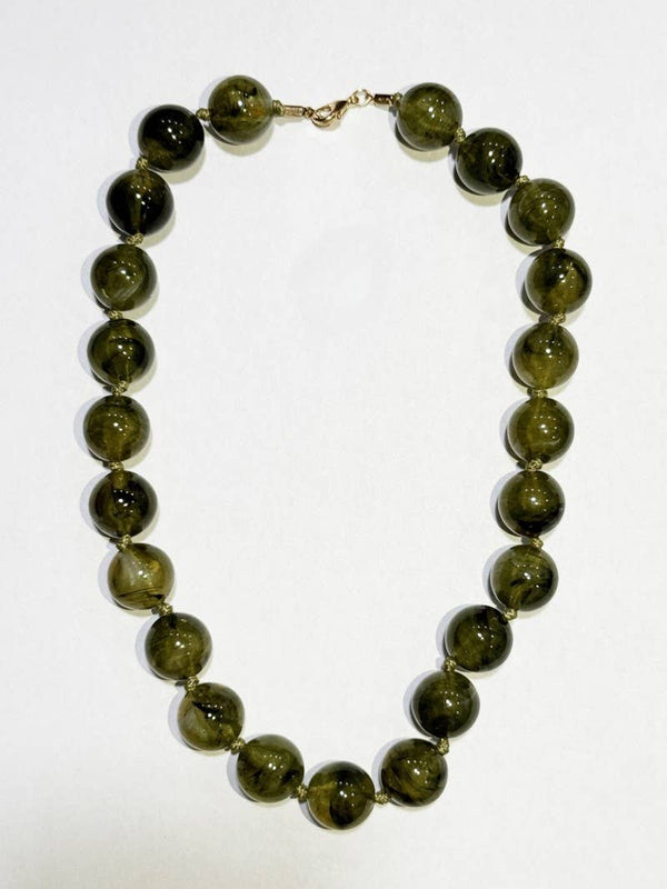 NATURAL STONE AGATE GLASS STAINLESS STEEL NECKLACE