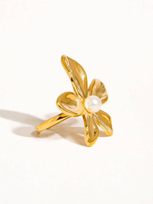 Killian 18K Gold Non-Tarnish Pearl Flower Ring