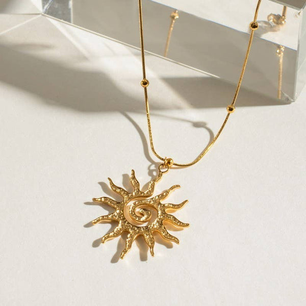 18K STAINLESS STEEL TARNISH FREE SUN NECKLACE