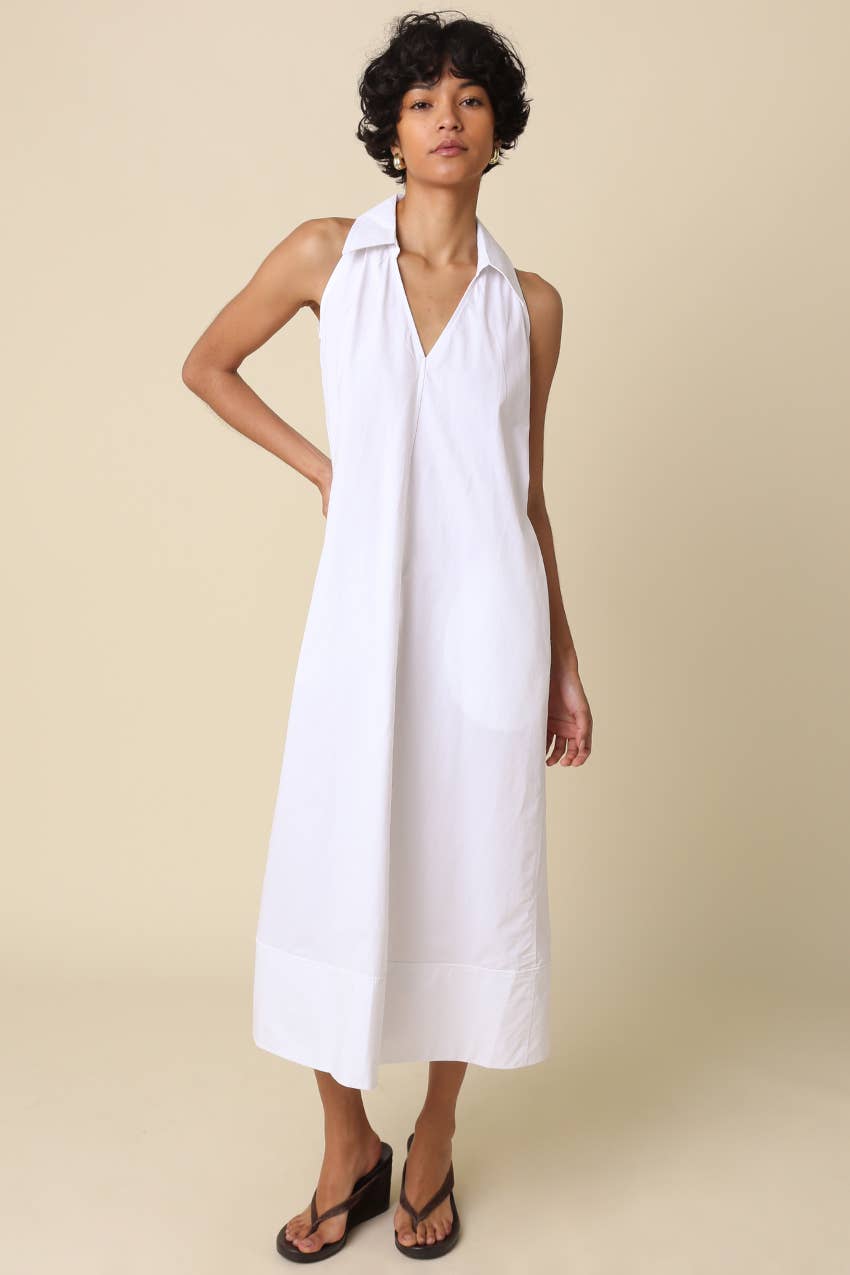 Bella Collared A-Line Maxi Dress