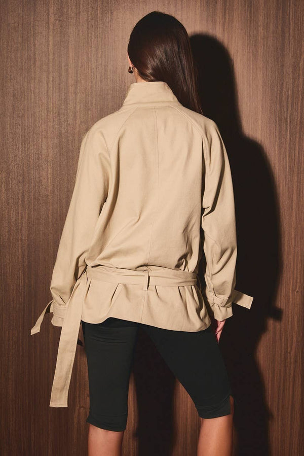 LONG SLEEVE HIGH NECK TRENCH JACKET