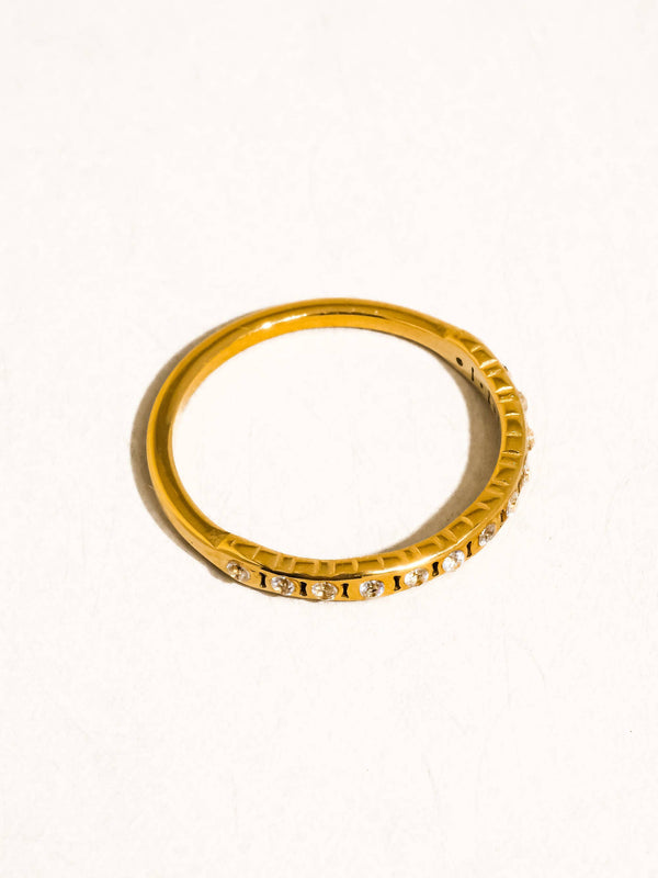 Ring 18K Gold Non-Tarnish Thin CZ Band