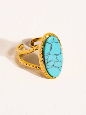 Ashwin 18K Gold Non-Tarnish Natural Stone Ring