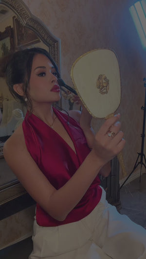 DRAPE SATIN COWL TOP